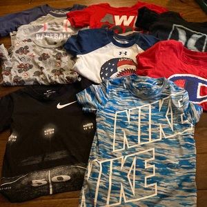 Lot of 8 size 4T boys shirts, Nike, UA, champion, Hurley